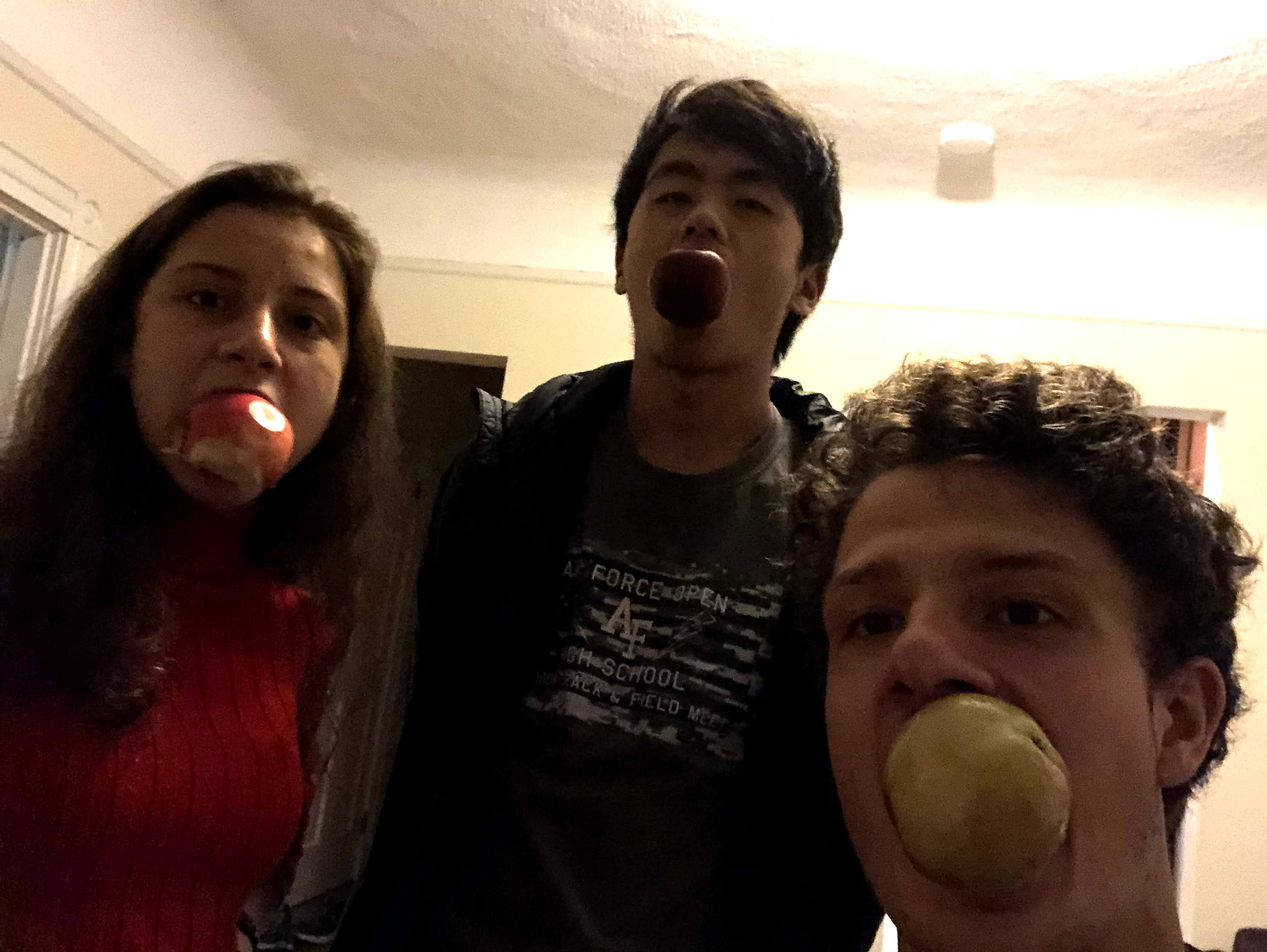 All of us eating apples